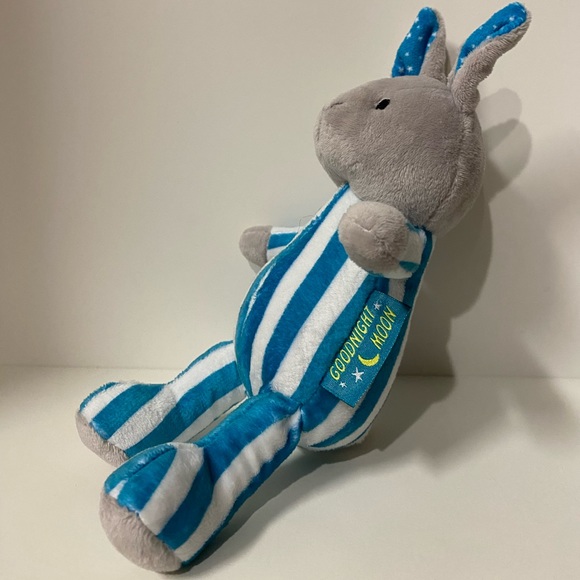 Goodnight Moon Bunny Plush Grey Rabbit Striped Pajamas Stuffed Animal Toy 9 inch - Picture 7 of 11